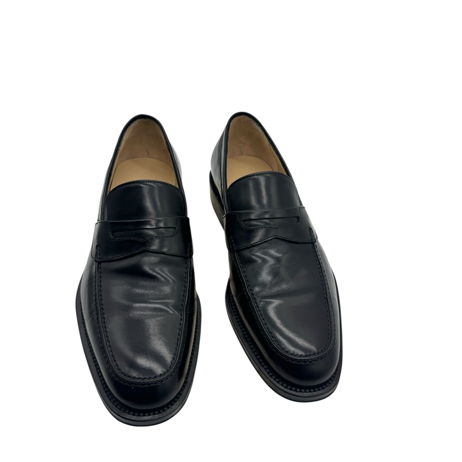Salvatore Ferragamo Black Leather Penny Loafers Men's 8d Made In Italy Nib
